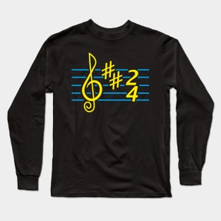 Notes music. Treble clef (color print) Long Sleeve T-Shirt